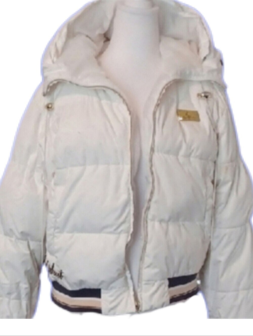 -- Baby Phat White Puffer Jacket with Hoodie Women's Size Medium